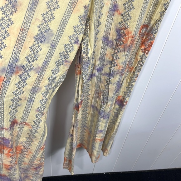 Womens Jumpsuit Tie Slip Straps Blue Snowflake Stripes Tie Dye Wide Leg Zip Back - Picture 9 of 16